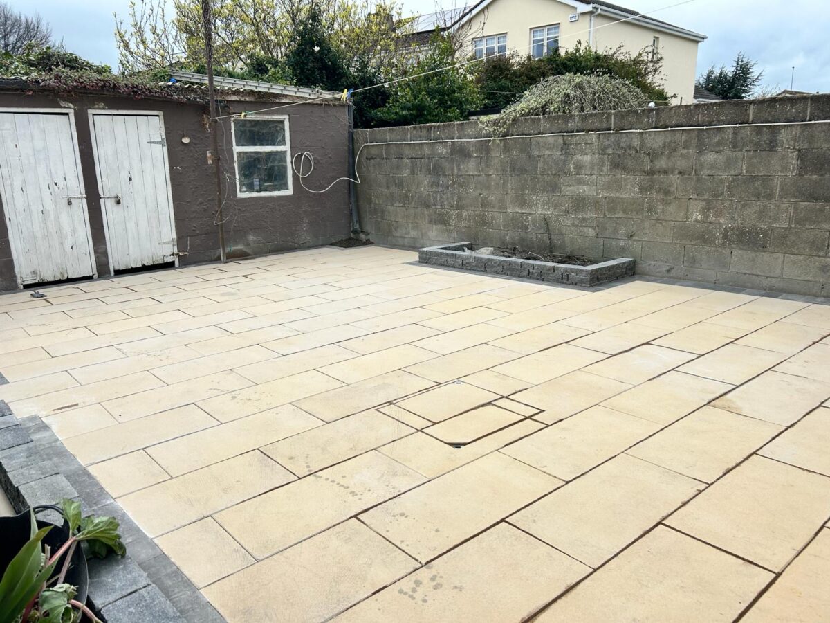 Patio with Newgrange Flagstones and New Flowerbeds in Knocklyon, Co. Dublin