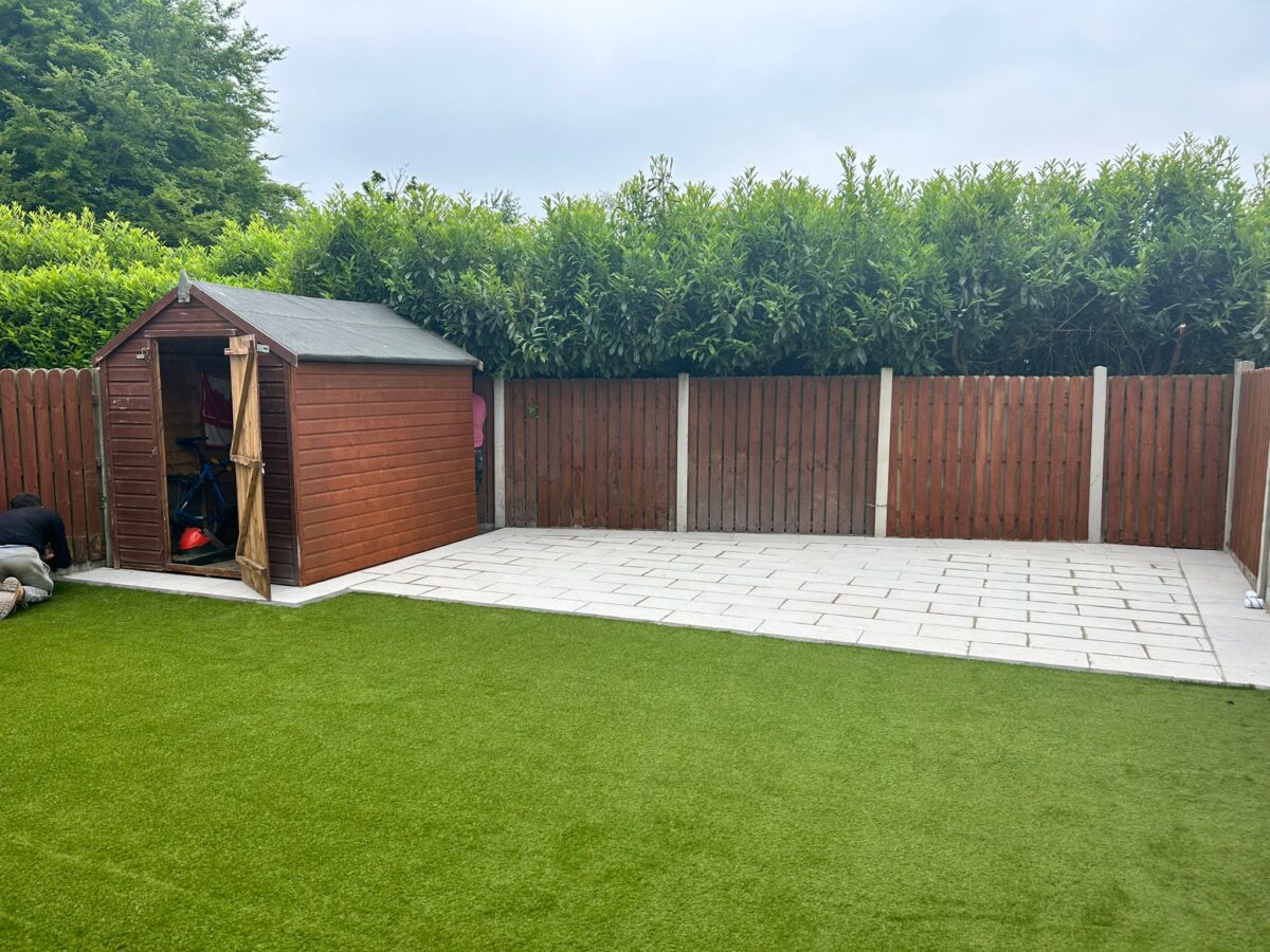 Patio with Newgrange Flagstones and Artificial Grass in Greystones, Co. Wicklow