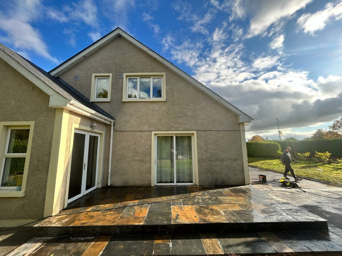 Raised Patio with Limestone and Belvedere Flagstones in Kildare