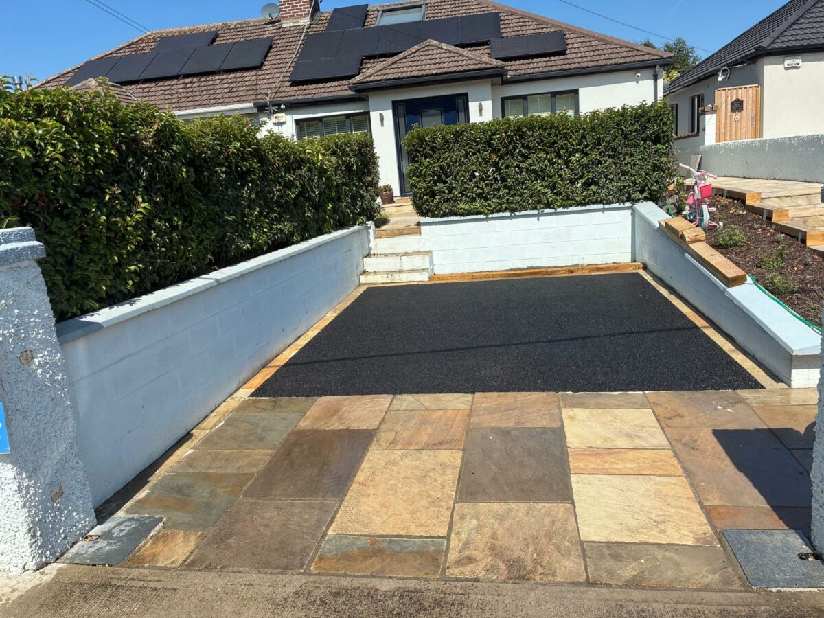 Asphalt Driveway with Indian Sandstone Apron and Border in Dundrum, Dublin