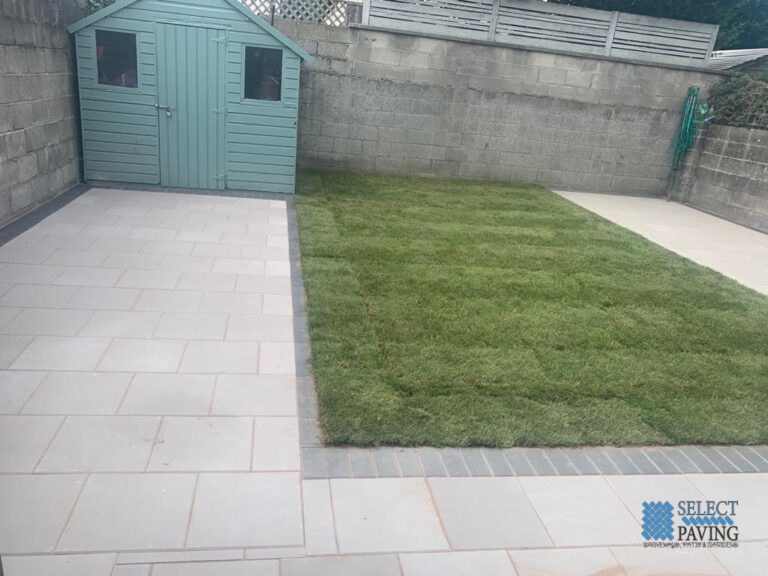 Patio with Charcoal Border and New Lawn in Clontarf, Dublin