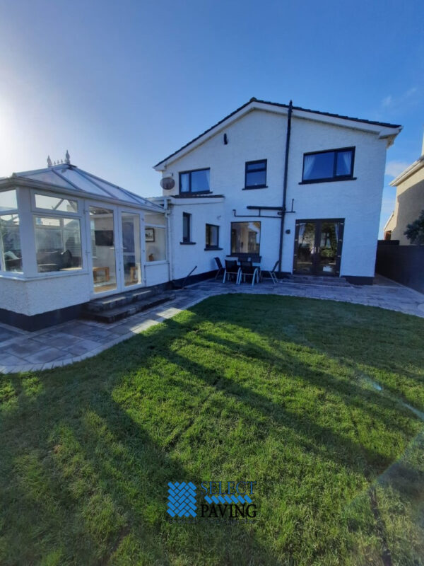 Silver Grey Patio with New Doorstep and Flower Beds in Swords, Dublin