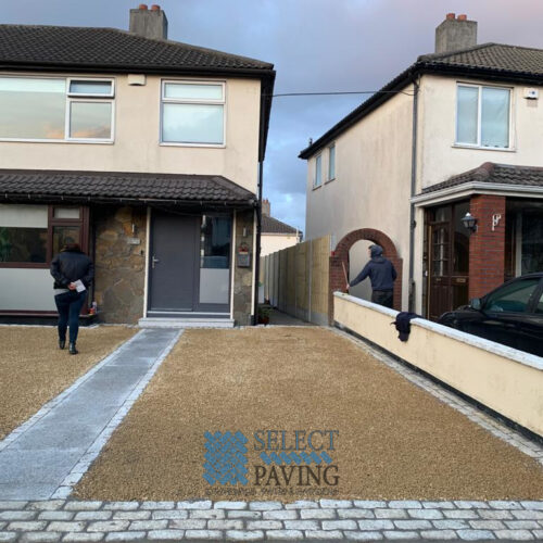 Gravel Driveway with Cobblestone Footpath and Fencing in Templeogue, Dublin